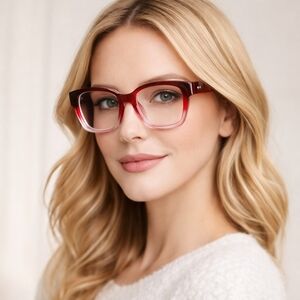 +1.00 Oprah Style Red Ombre Square Reading Glasses